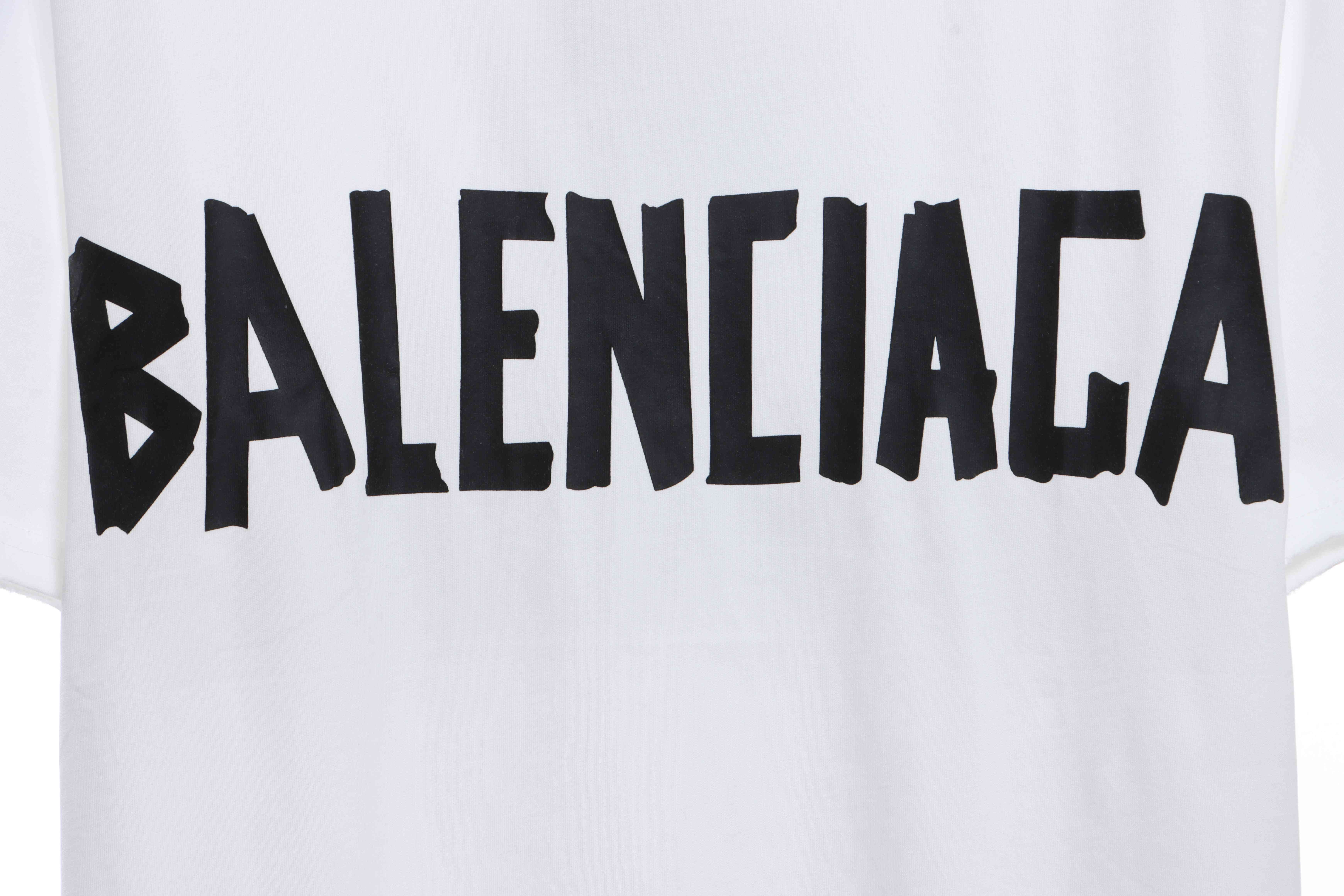 Balenciaga Masking Tape Short Sleeves White Black Tape