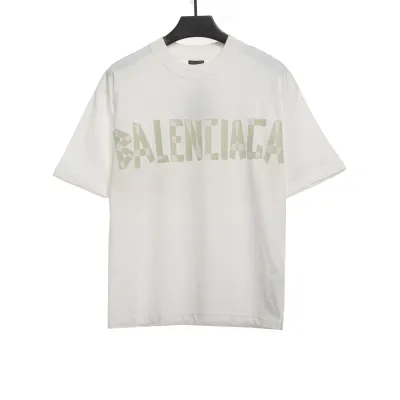 Balenciaga Masking Tape Short Sleeves White Yellow Tape 01