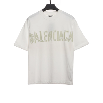 Balenciaga Masking Tape Short Sleeves White Yellow Tape 01