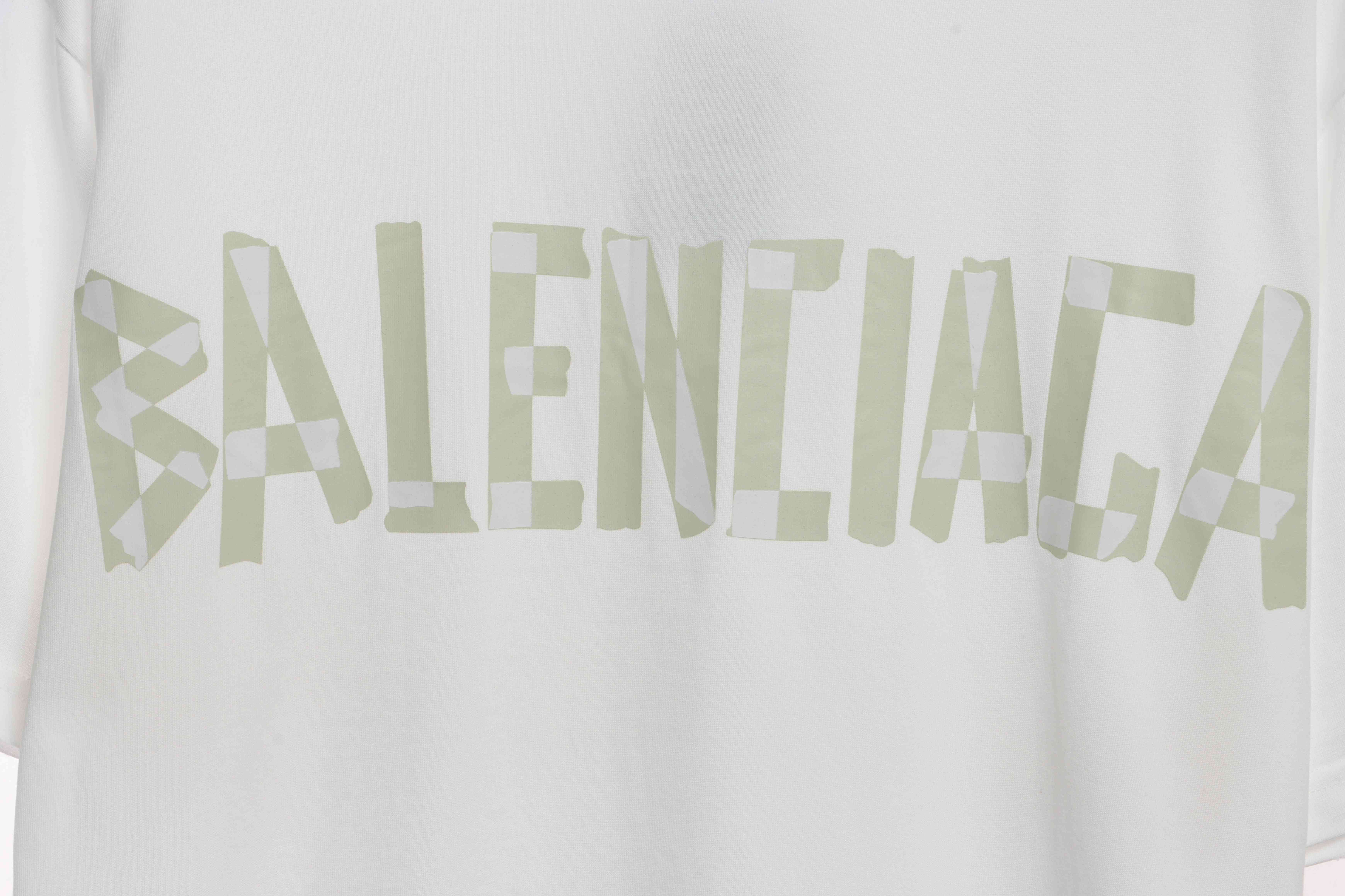 Balenciaga Masking Tape Short Sleeves White Yellow Tape