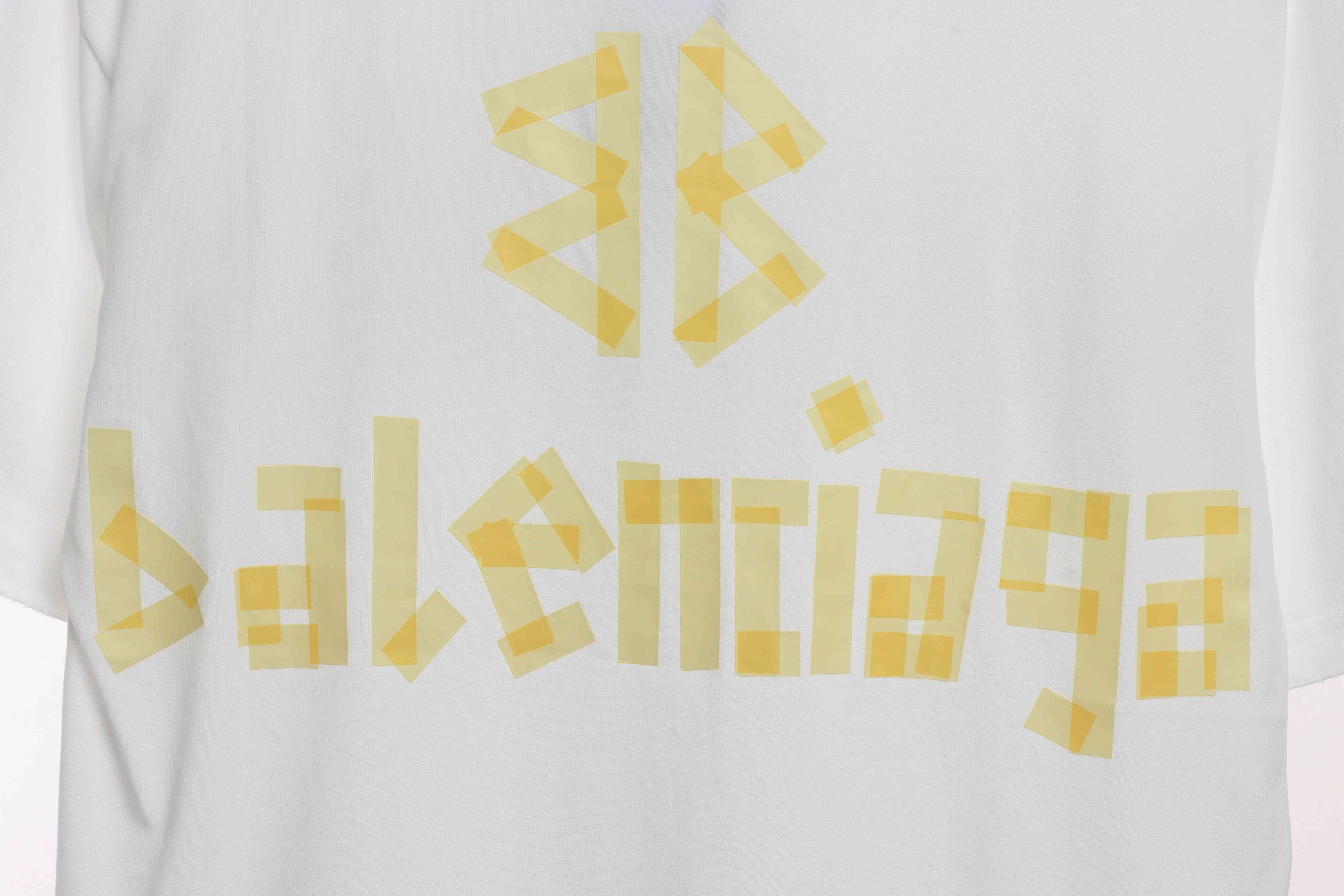 Balenciaga Masking Tape Short Sleeves White Yellow Tape