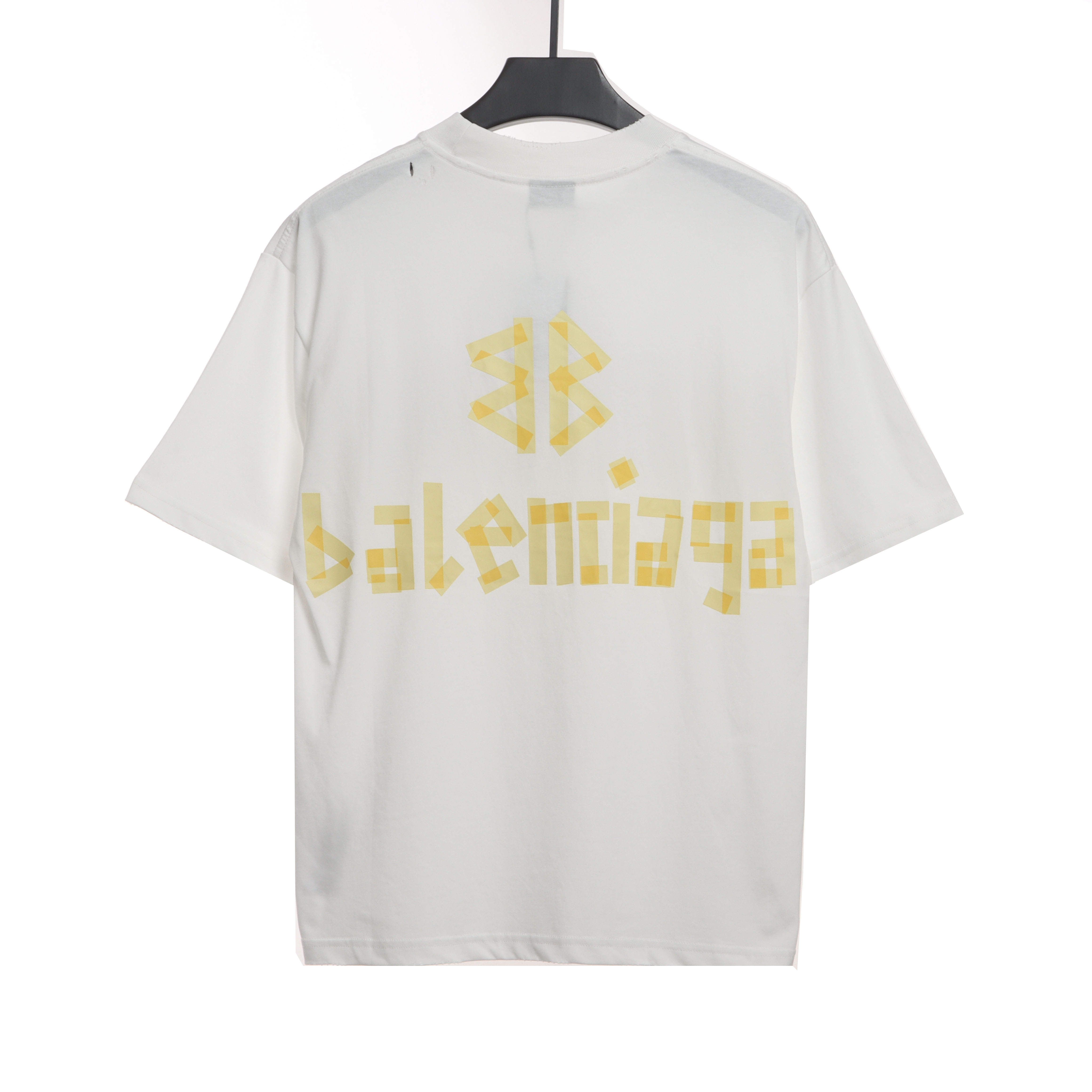 Balenciaga Masking Tape Short Sleeves White Yellow Tape