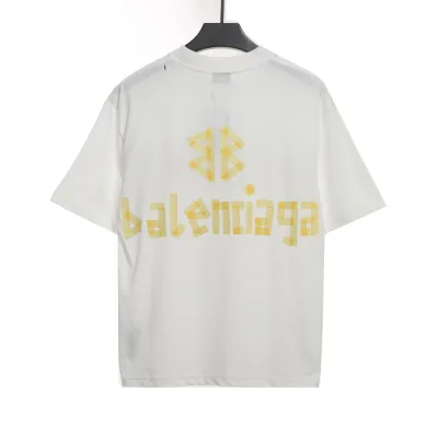 Balenciaga Masking Tape Short Sleeves White Yellow Tape 02