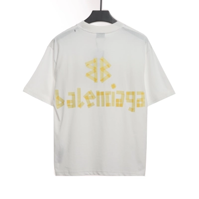 Balenciaga Masking Tape Short Sleeves White Yellow Tape 02