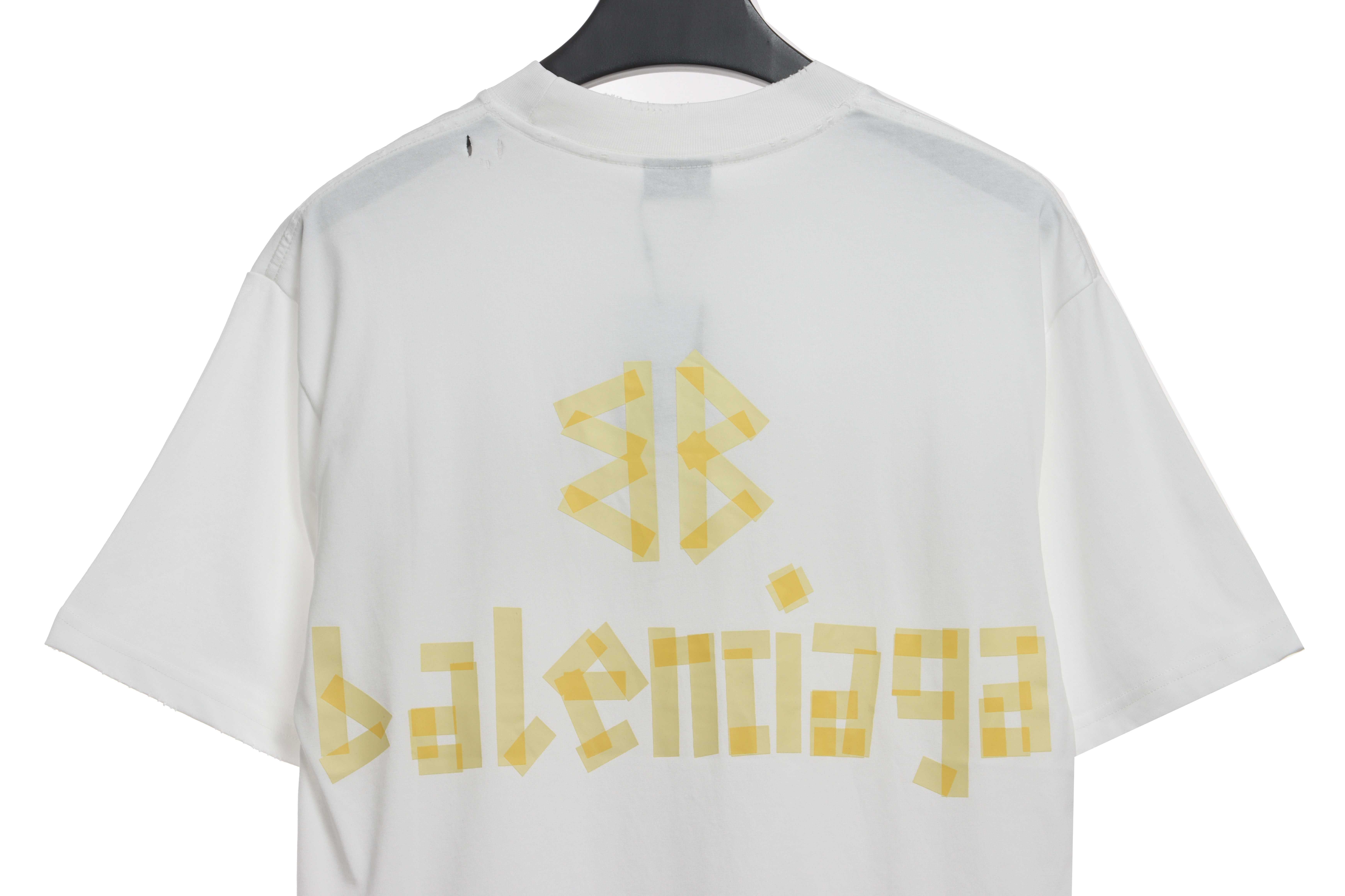 Balenciaga Masking Tape Short Sleeves White Yellow Tape