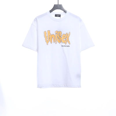 Balenciaga Melting English Print Short Sleeves White 01