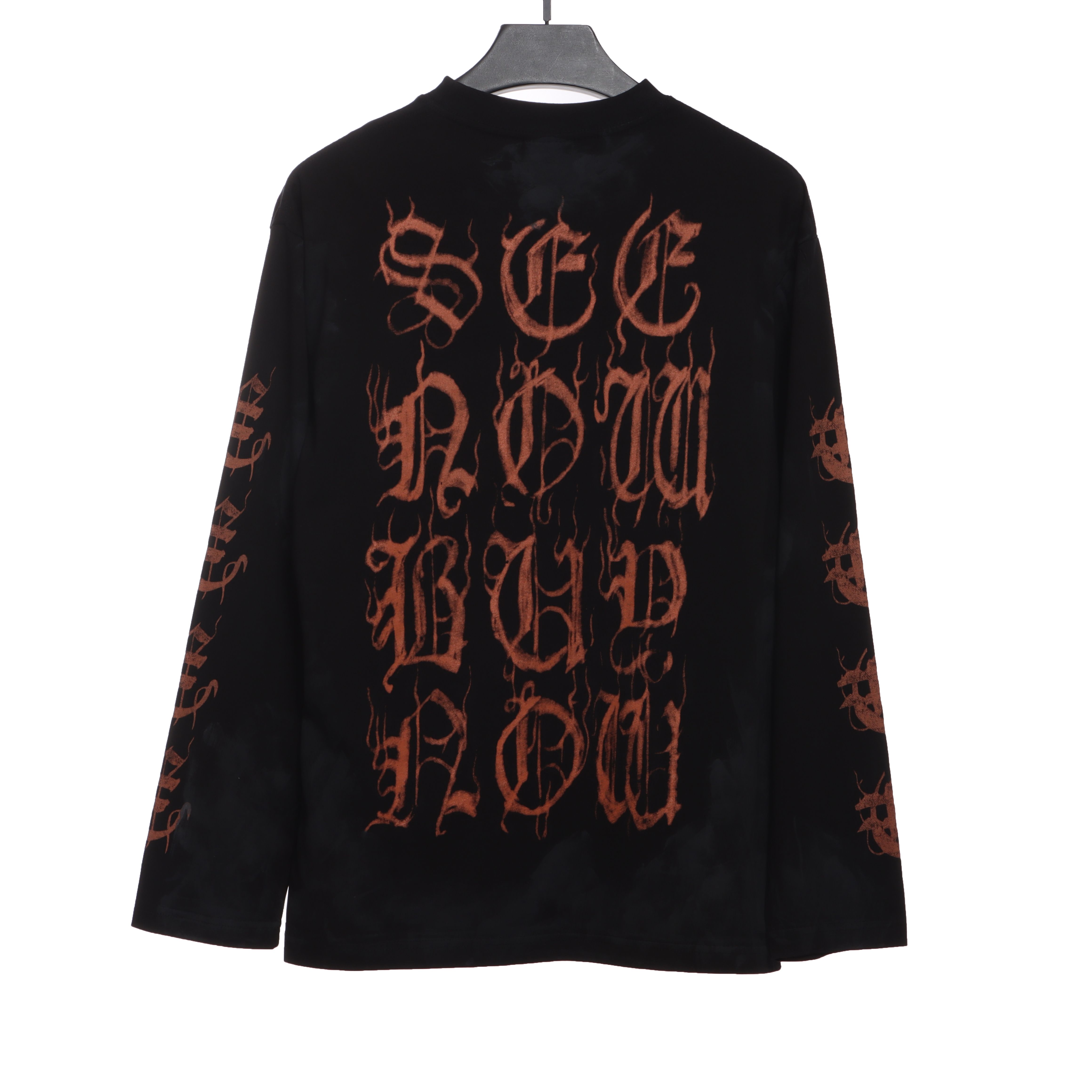 Balenciaga Mud-Dyed Old Sanskrit Long-Sleeved T-shirt