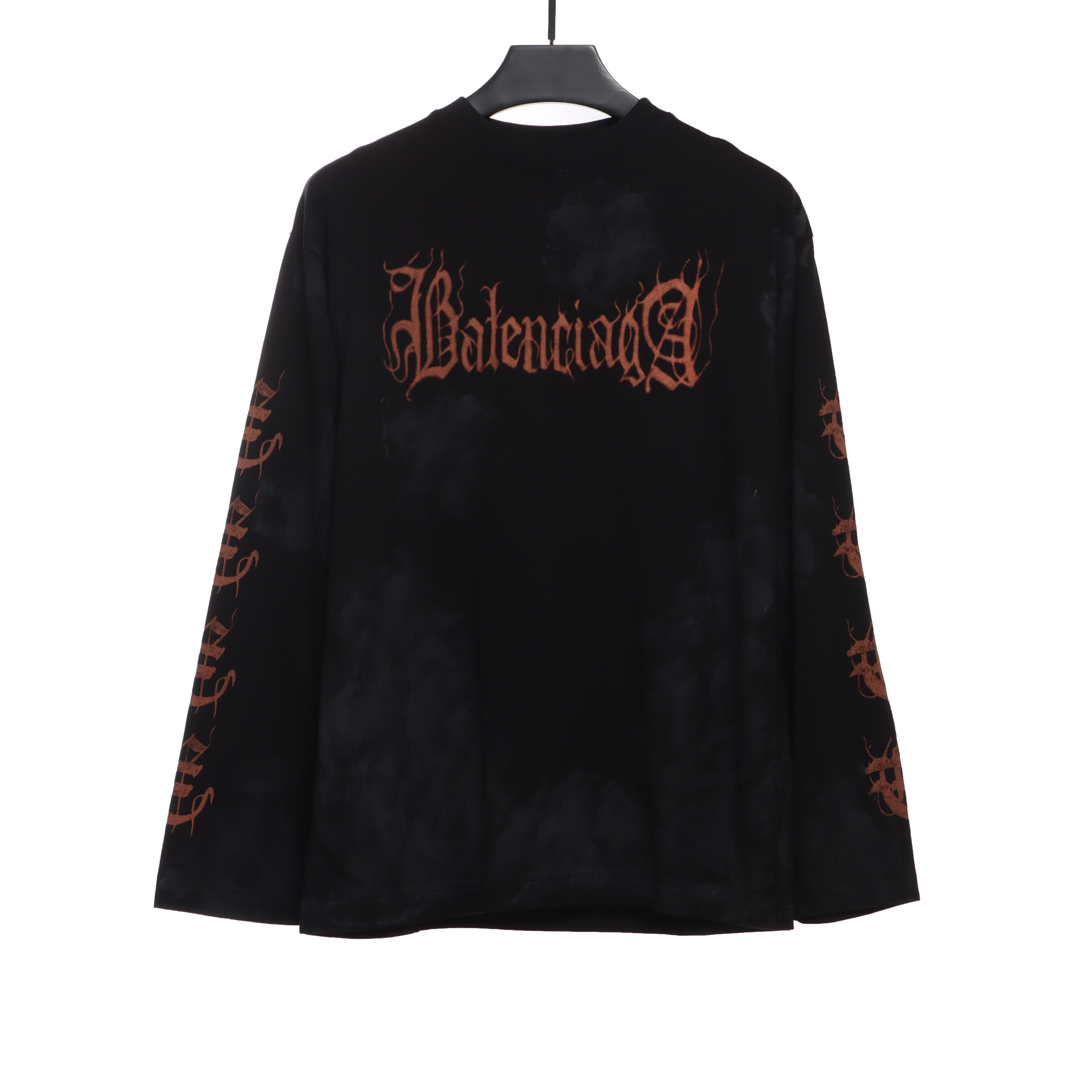 Balenciaga Mud-Dyed Old Sanskrit Long-Sleeved T-shirt