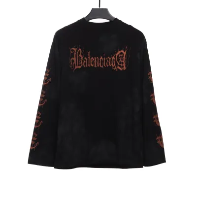 Balenciaga Mud-Dyed Old Sanskrit Long-Sleeved T-shirt 01