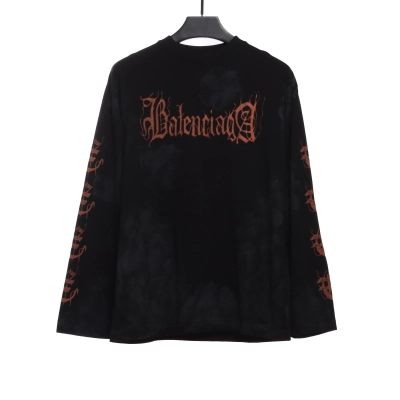 Balenciaga Mud-Dyed Old Sanskrit Long-Sleeved T-shirt 01