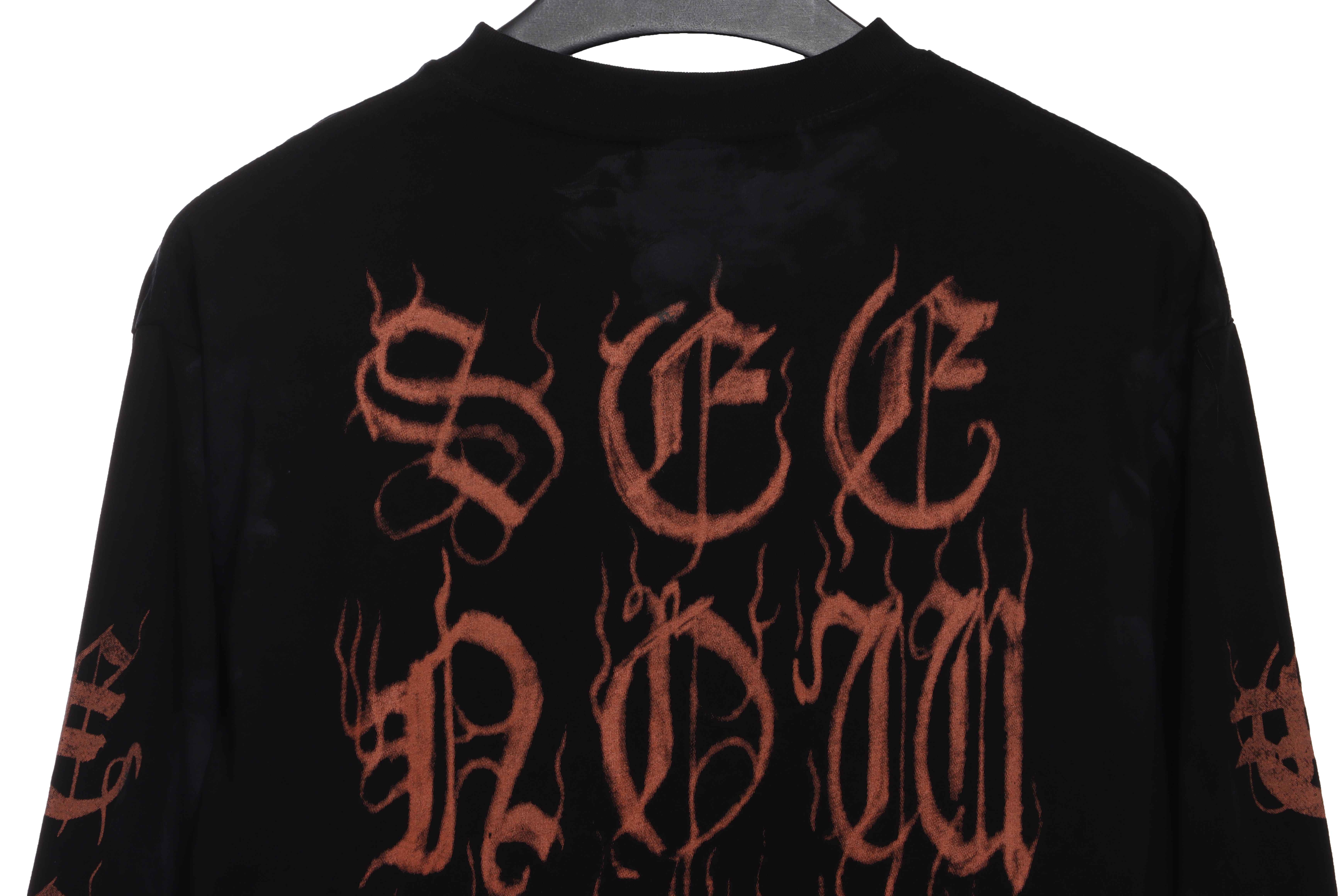 Balenciaga Mud-Dyed Old Sanskrit Long-Sleeved T-shirt