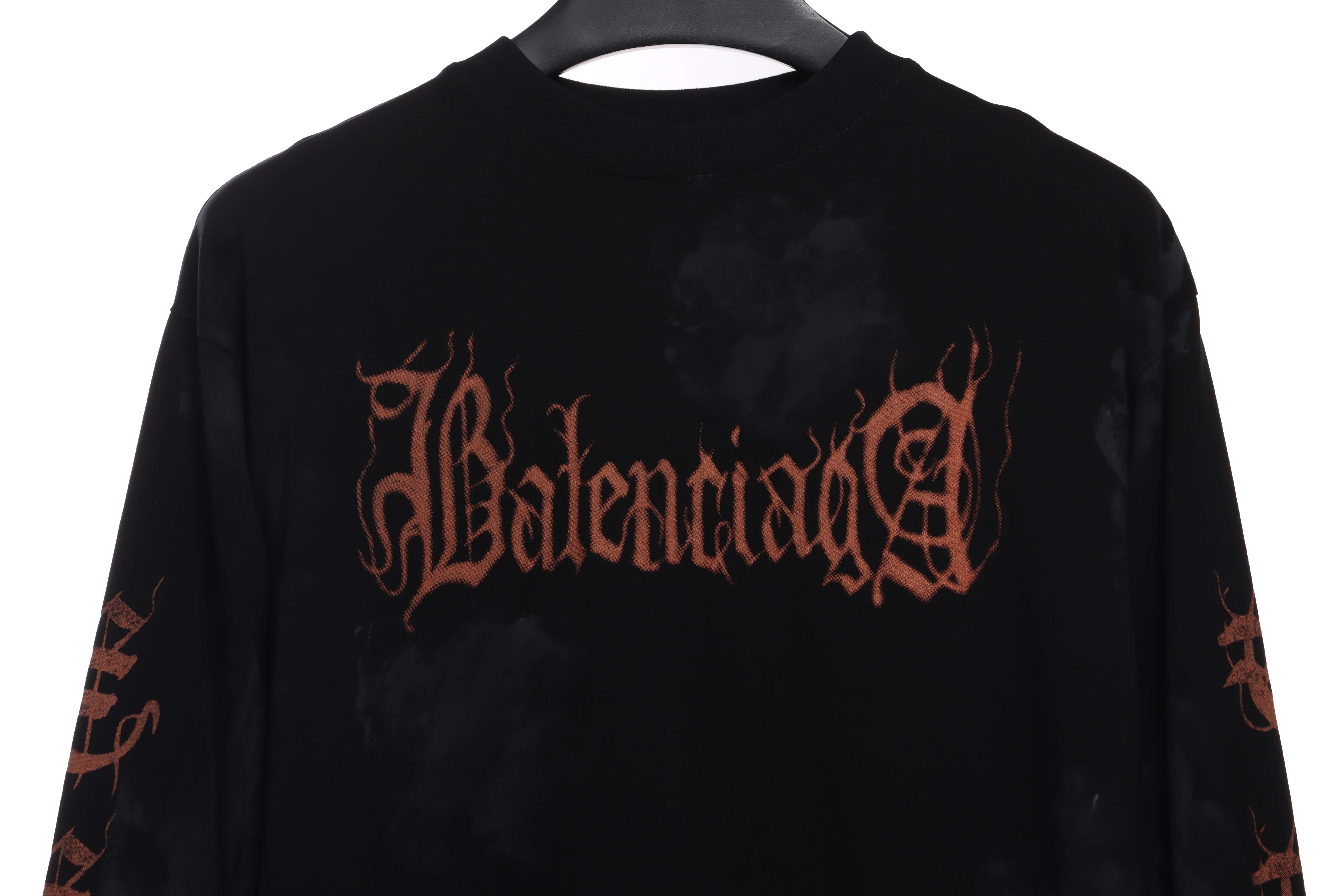 Balenciaga Mud-Dyed Old Sanskrit Long-Sleeved T-shirt
