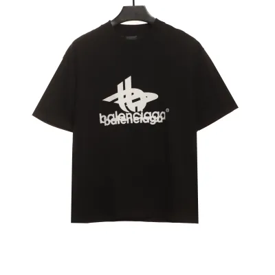 Balenciaga Overlap LOGO Short Sleeve Black 01