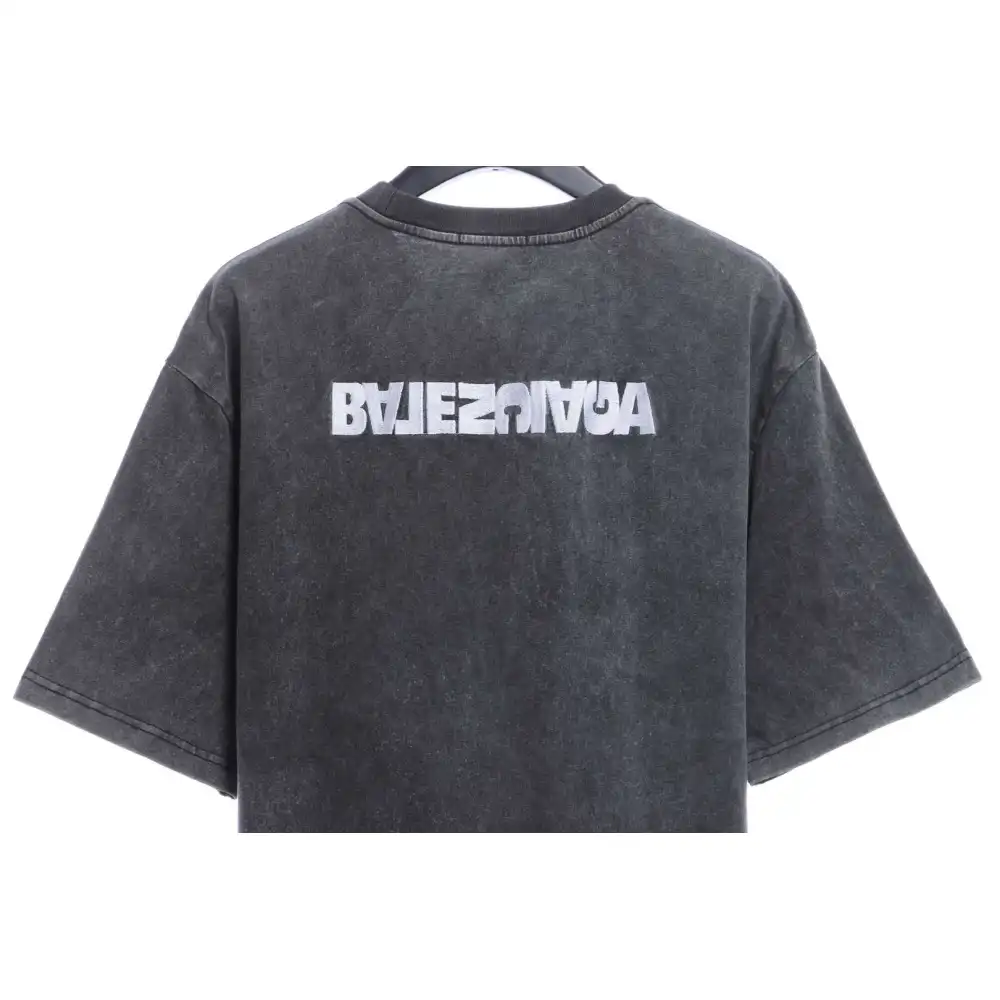 Balenciaga Reverse Letter Embroidered Short Sleeves