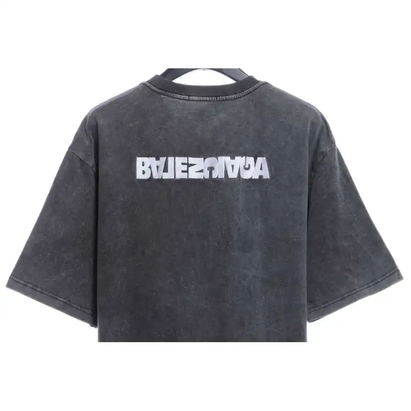 Balenciaga Reverse Letter Embroidered Short Sleeves