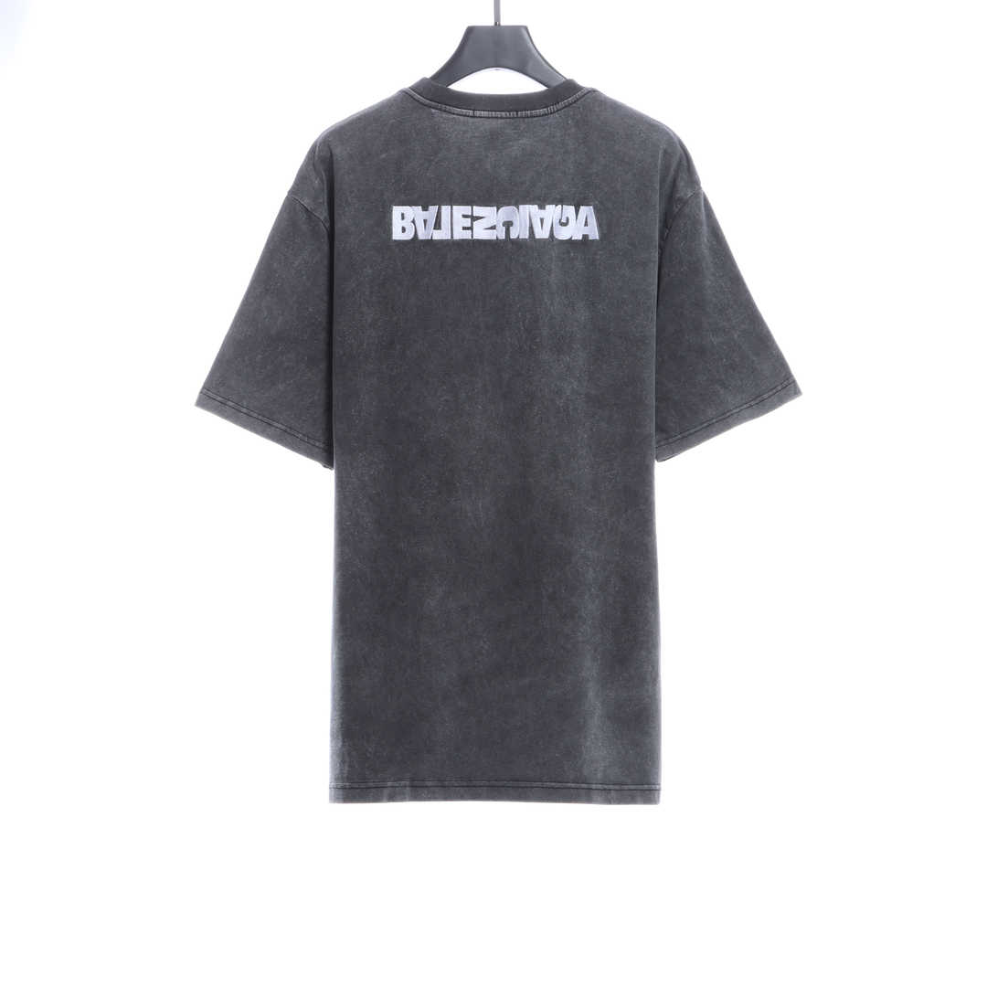 Balenciaga Reverse Letter Embroidered Short Sleeves