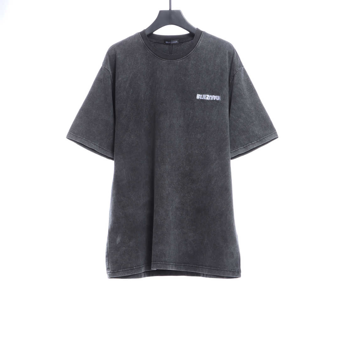 Balenciaga Reverse Letter Embroidered Short Sleeves