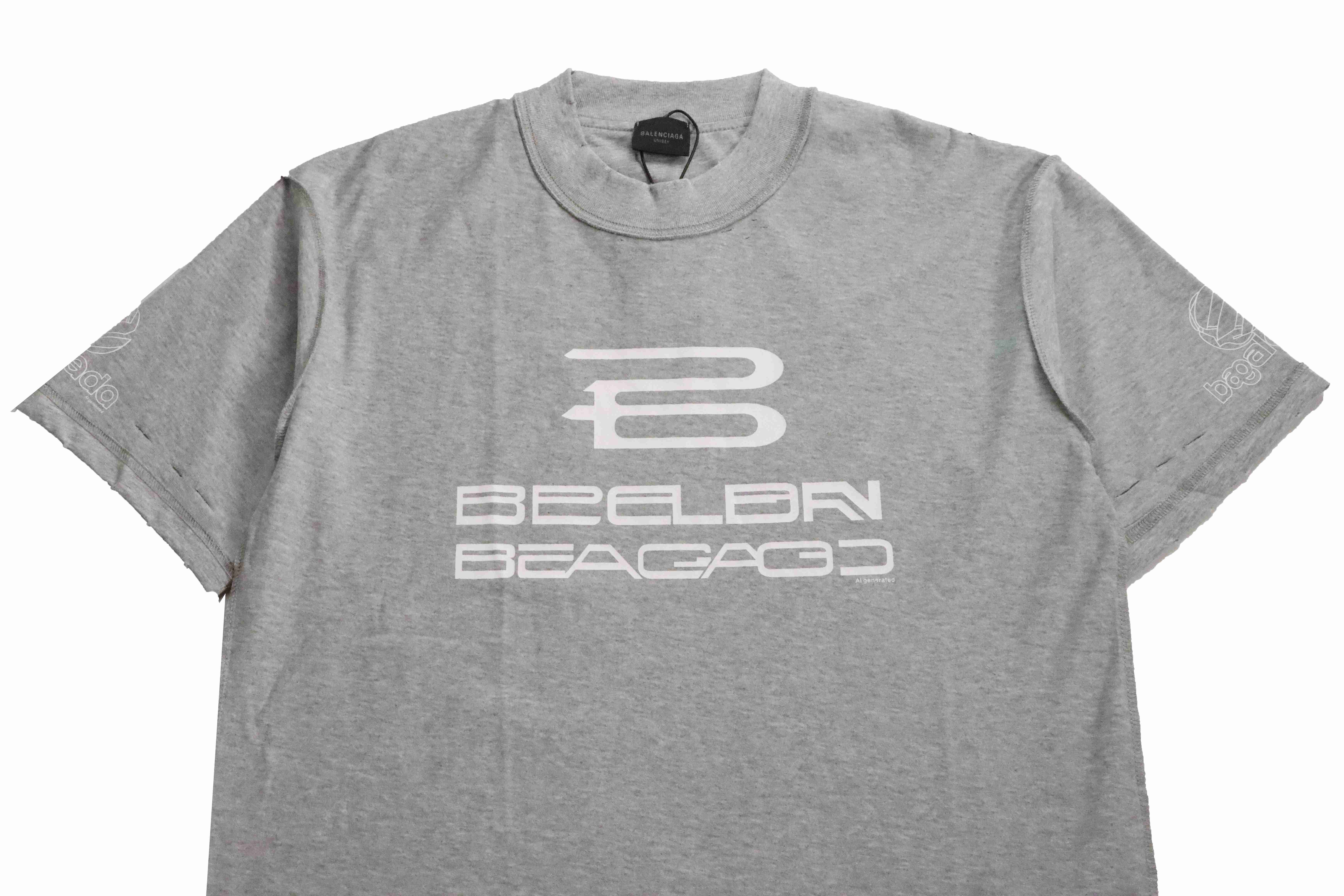 Balenciaga Reverse Stitching Oversized Short Sleeves Grey