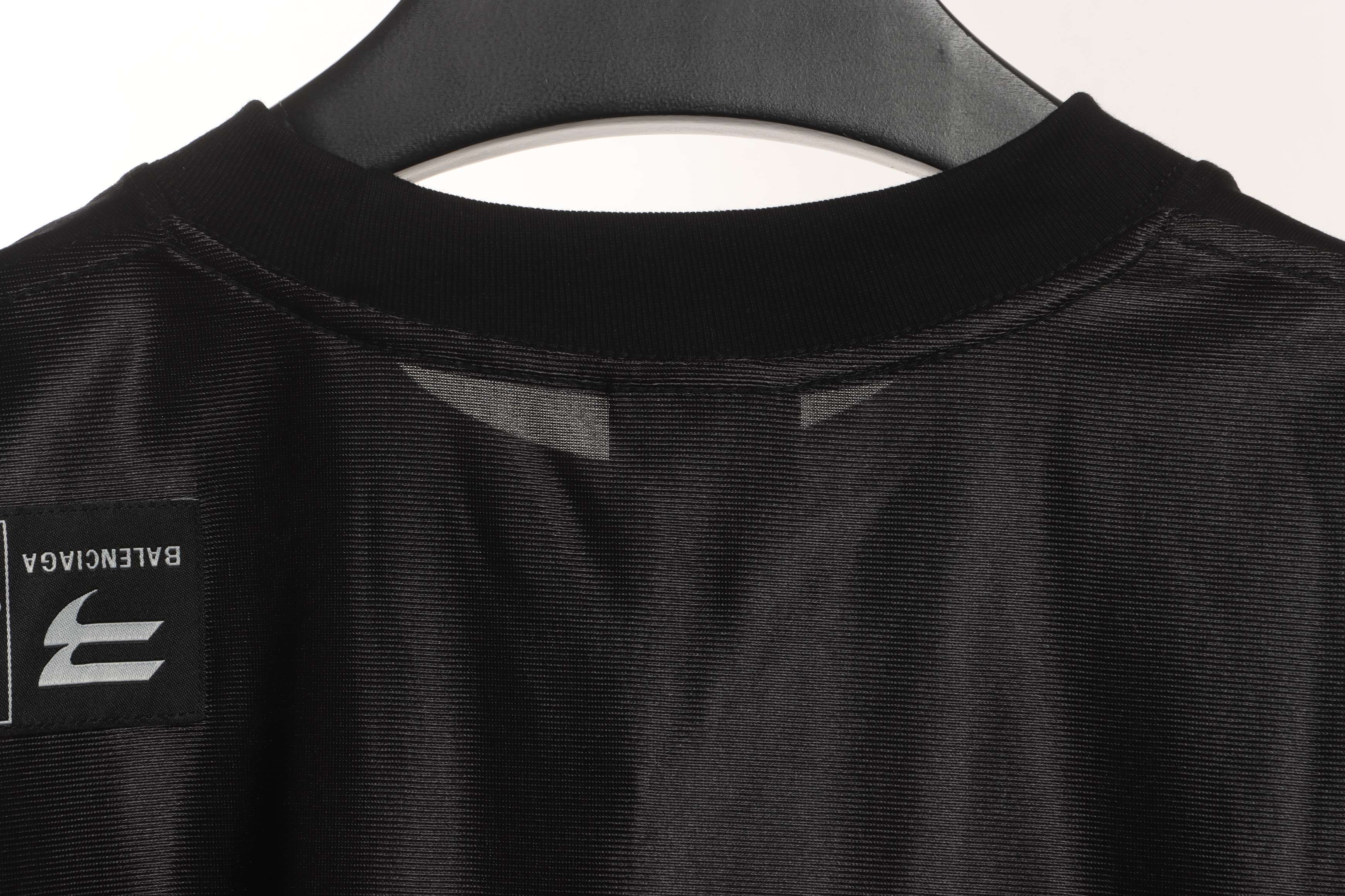 Balenciaga Spliced Embroidered Jersey Short Sleeves Black