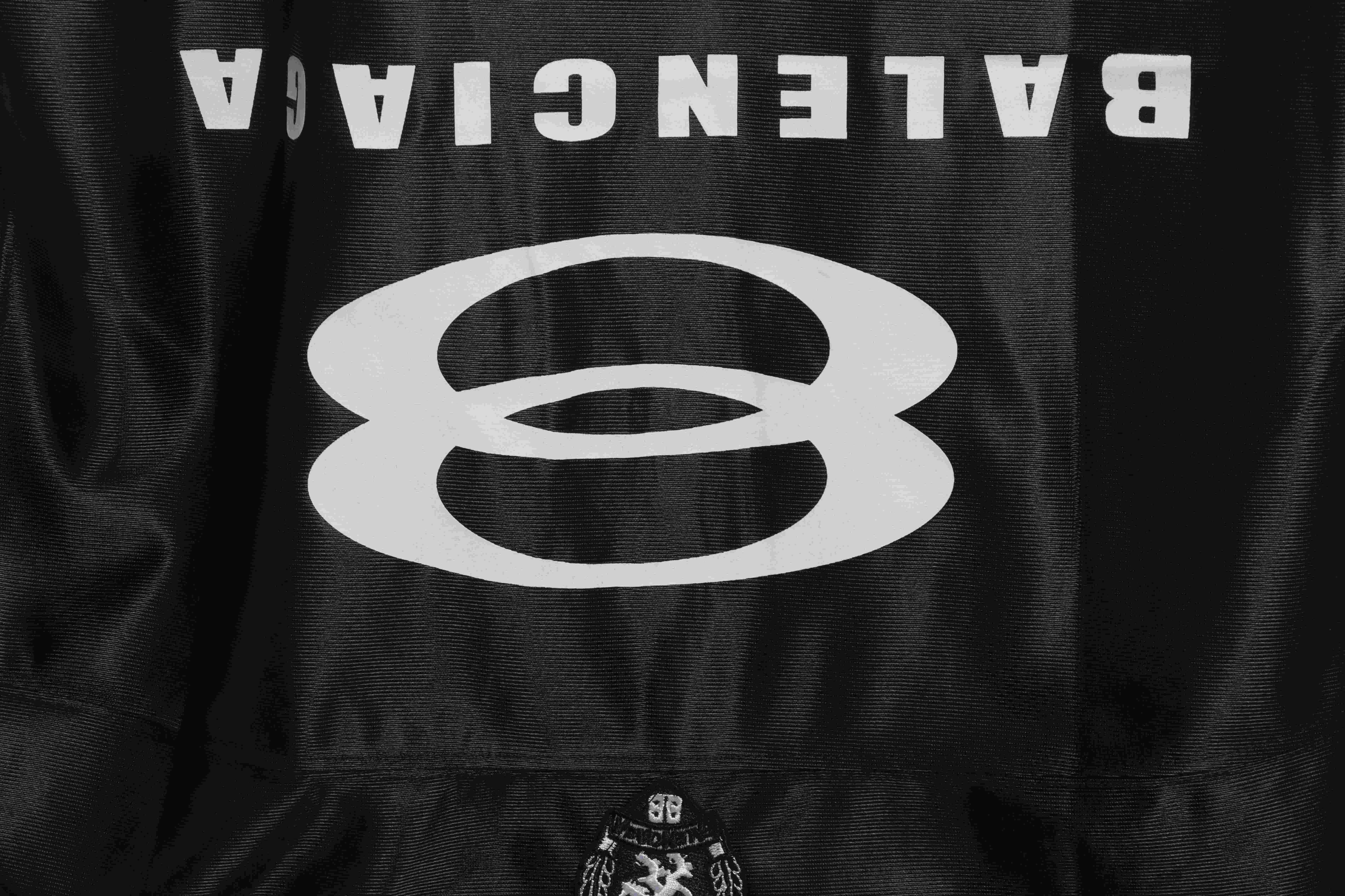 Balenciaga Spliced Embroidered Jersey Short Sleeves Black