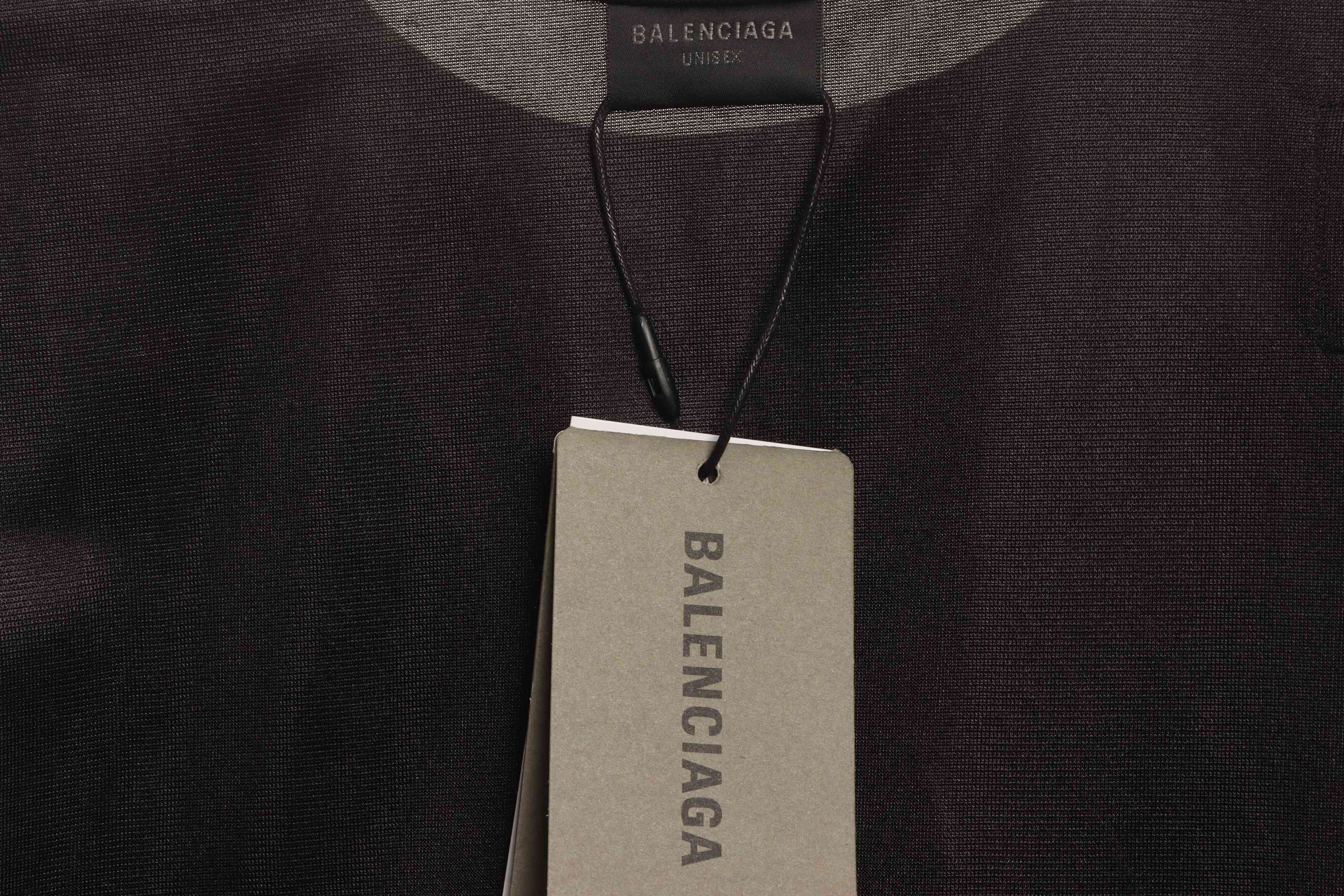 Balenciaga Spliced Embroidered Jersey Short Sleeves Black