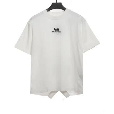 Balenciaga Spliced Embroidered Jersey Short Sleeves White 01