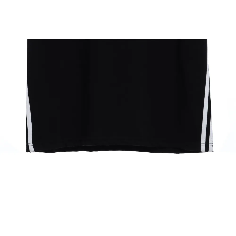 Balenciaga Three-Striped Embroidered Short-Sleeved Black