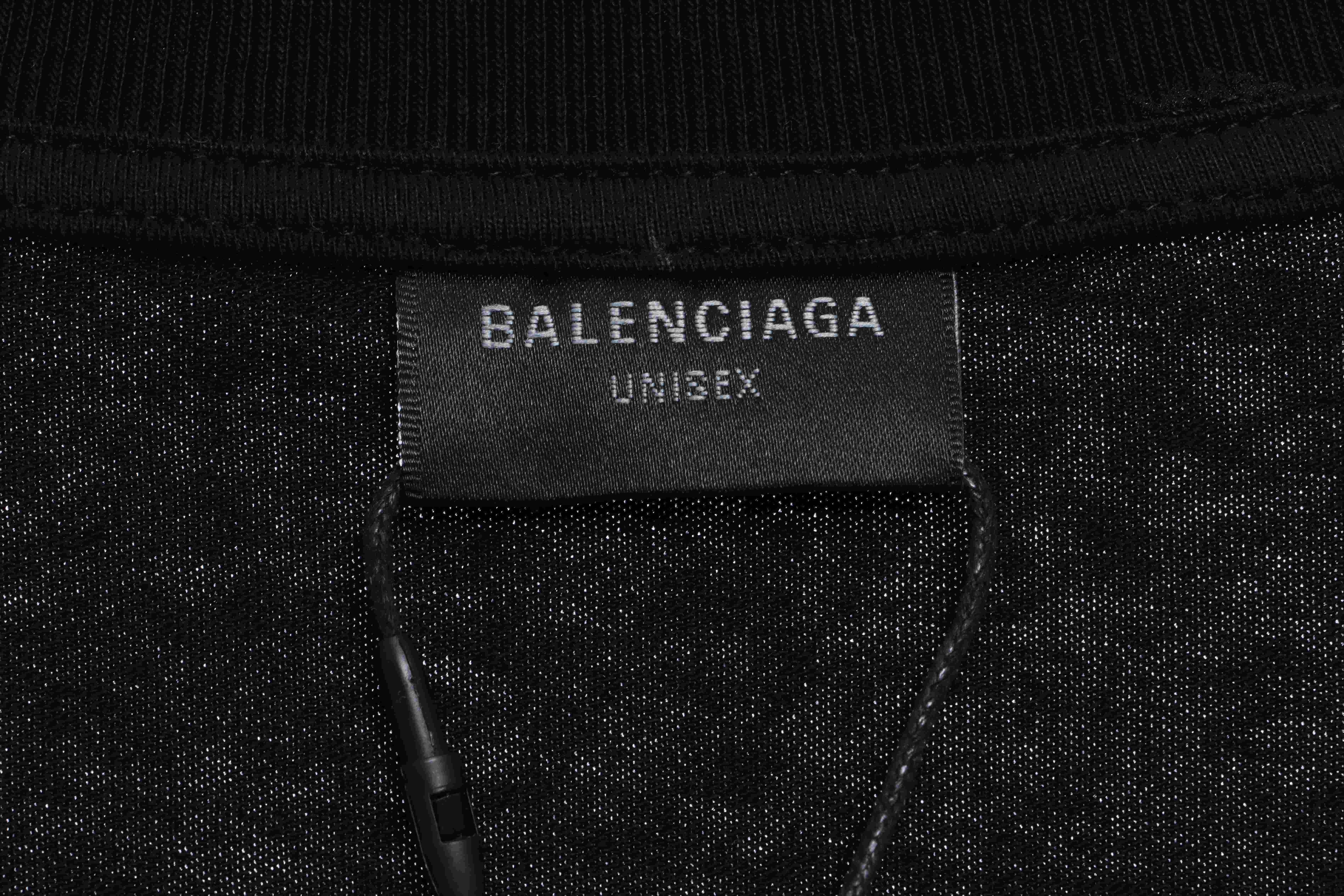 Balenciaga Three-Striped Embroidered Short-Sleeved Black