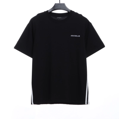 Balenciaga Three-Striped Embroidered Short-Sleeved Black 01