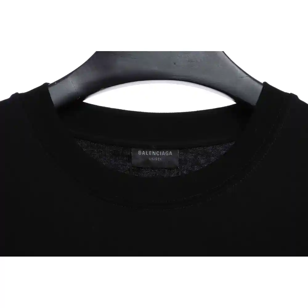 Balenciaga Three-Striped Embroidered Short-Sleeved Black