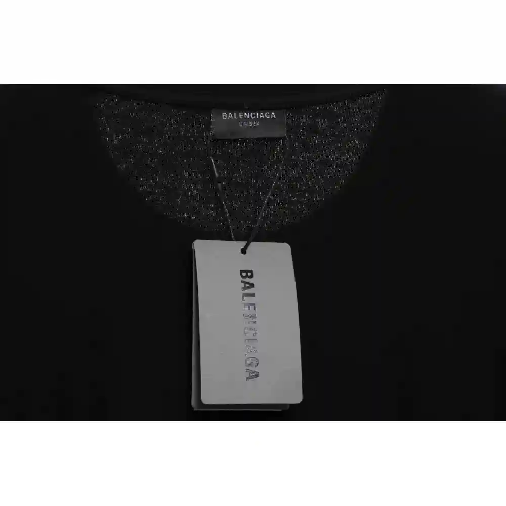 Balenciaga Three-Striped Embroidered Short-Sleeved Black