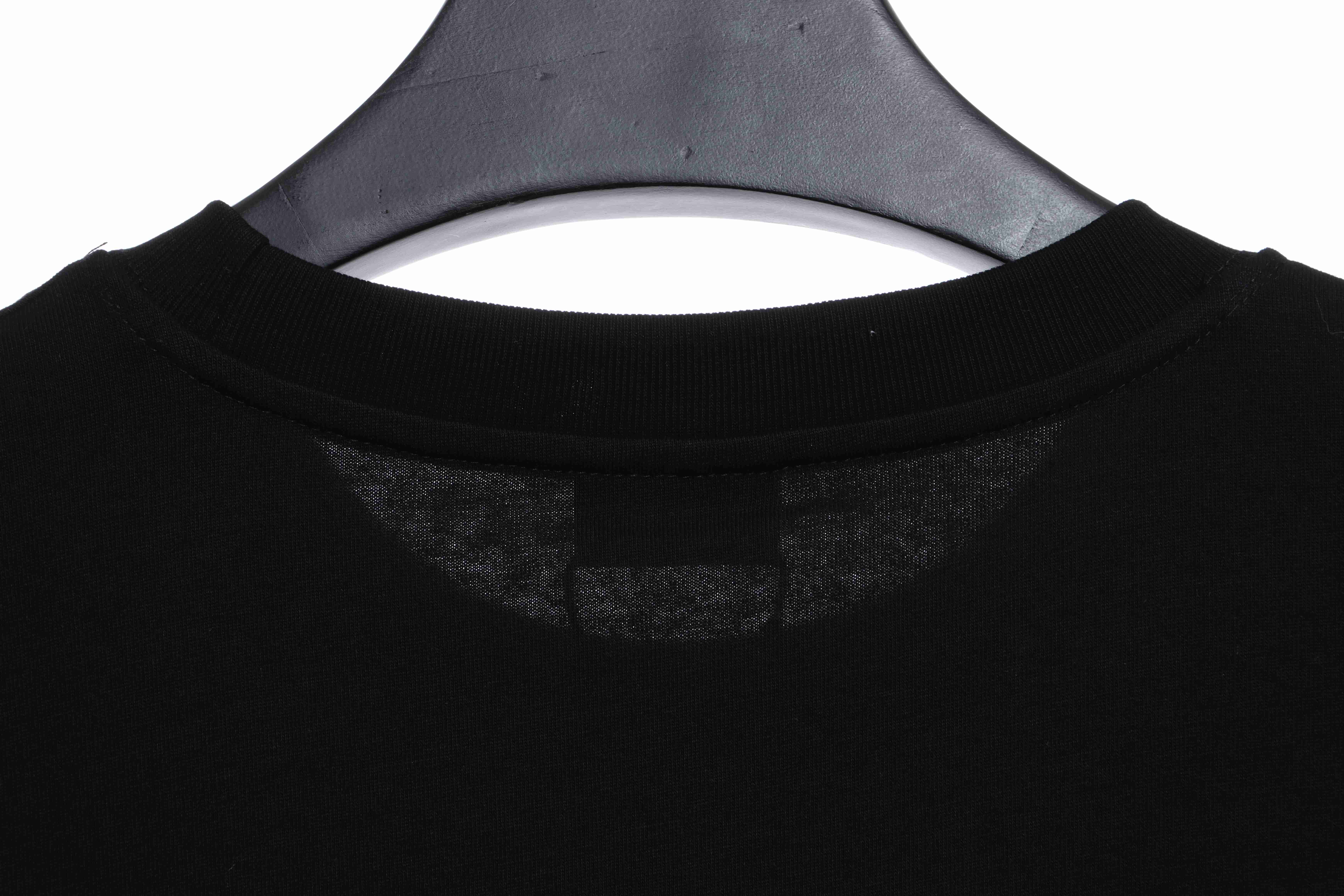 Balenciaga Three-Striped Embroidered Short-Sleeved Black