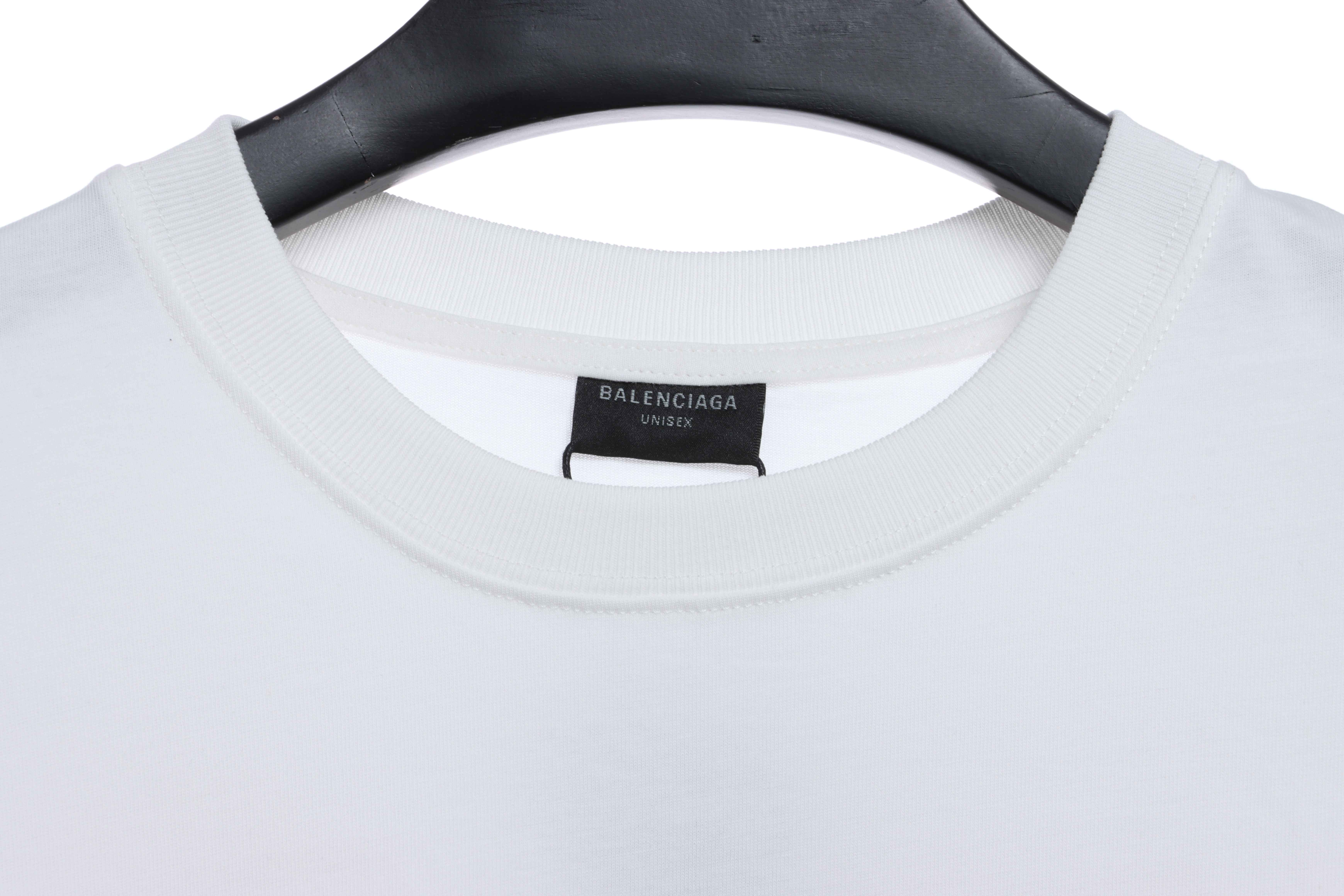 Balenciaga Three-Striped Embroidered Short-Sleeved White