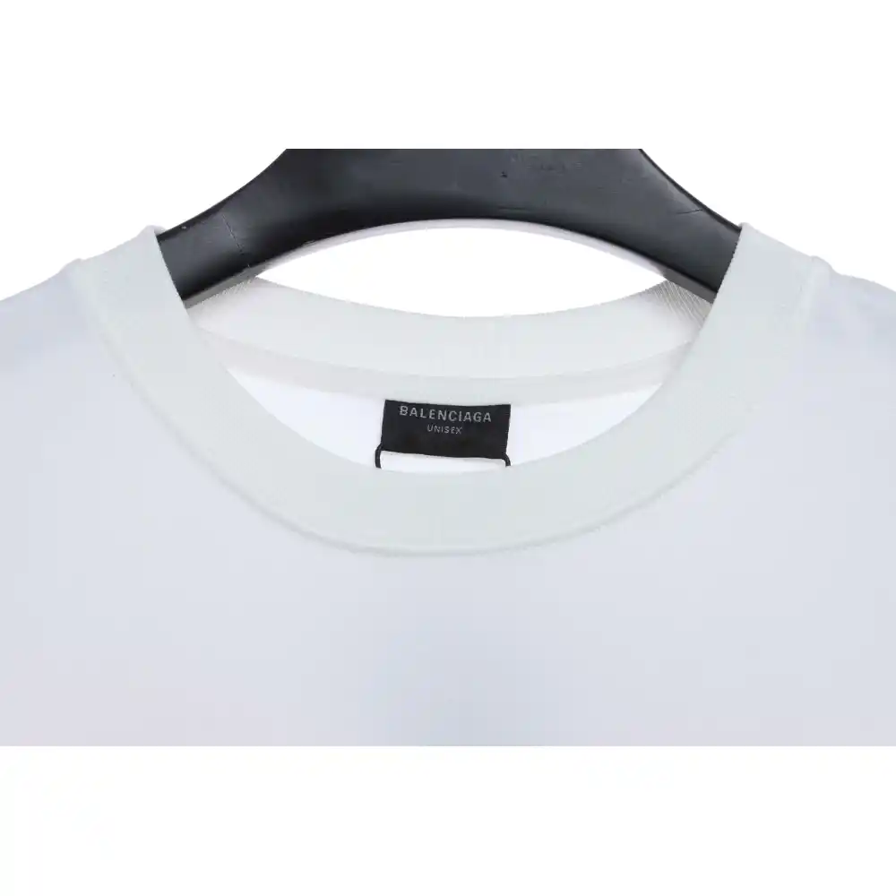 Balenciaga Three-Striped Embroidered Short-Sleeved White