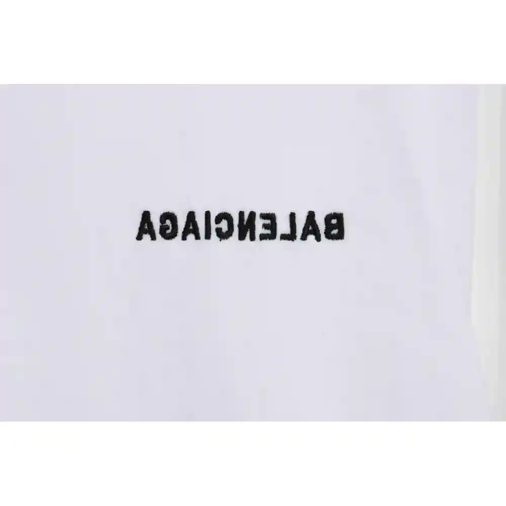 Balenciaga Three-Striped Embroidered Short-Sleeved White