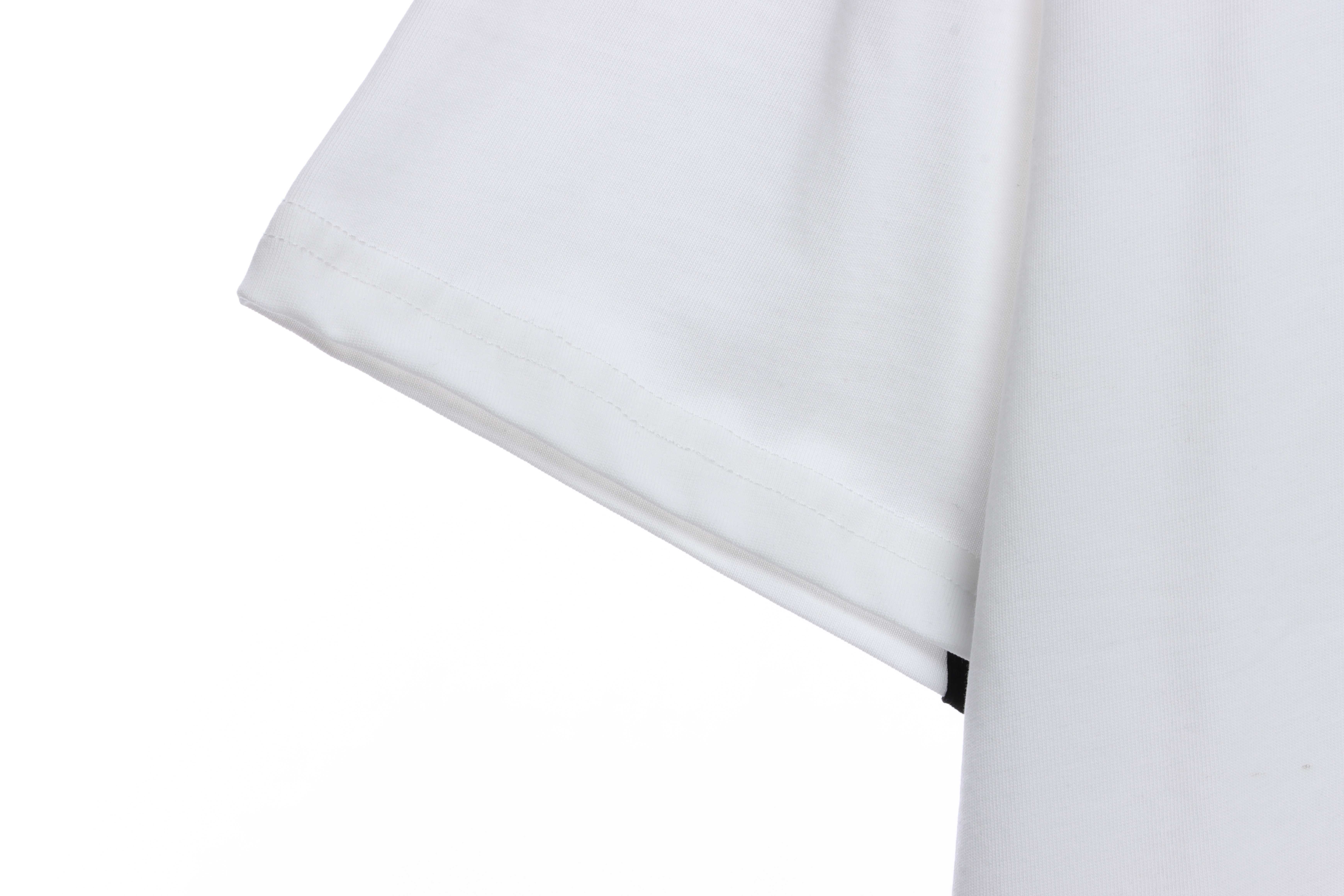 Balenciaga Three-Striped Embroidered Short-Sleeved White