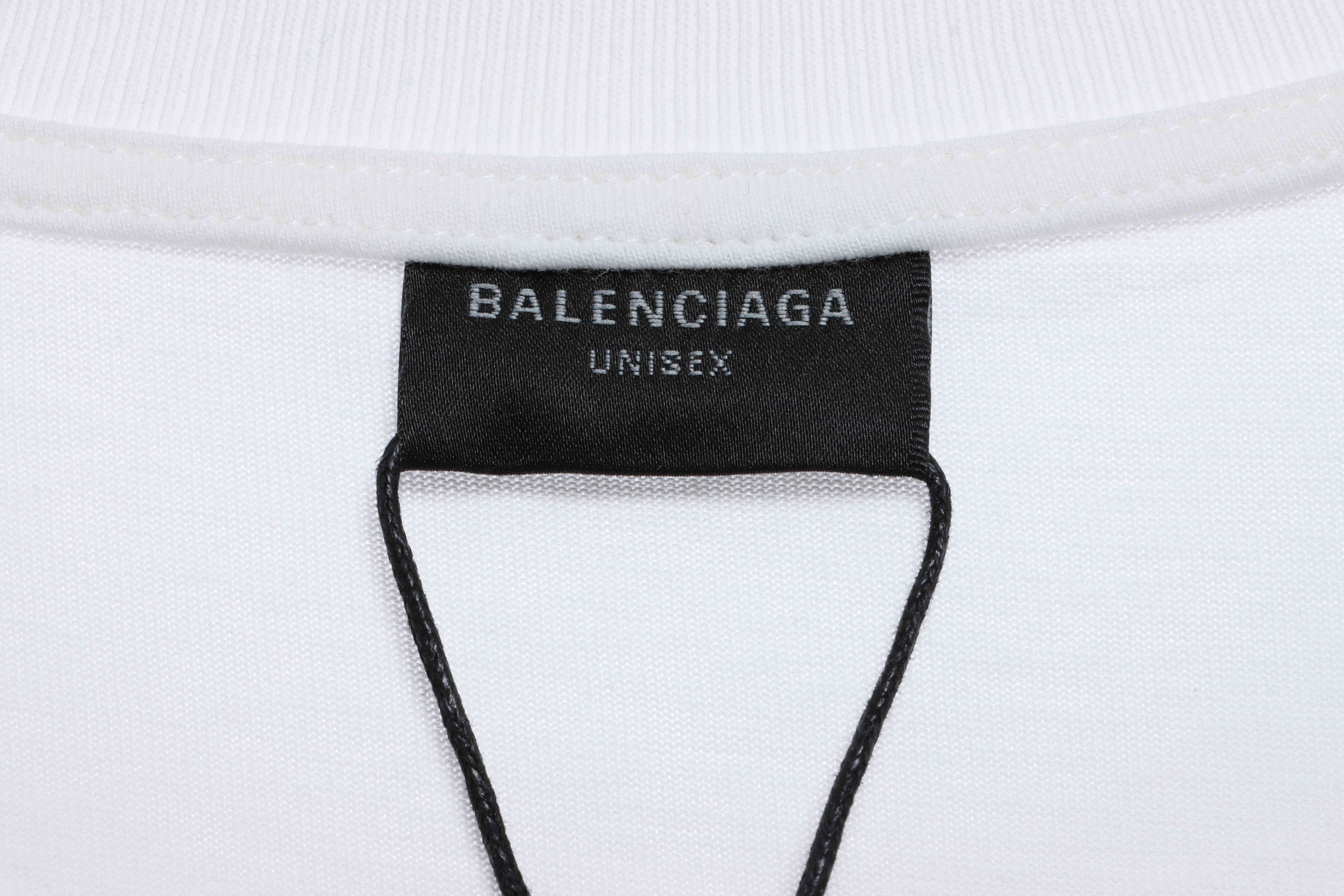 Balenciaga Three-Striped Embroidered Short-Sleeved White