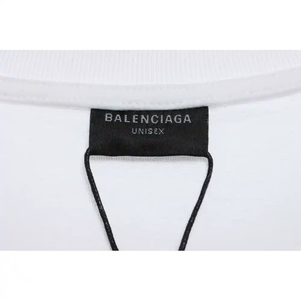 Balenciaga Three-Striped Embroidered Short-Sleeved White