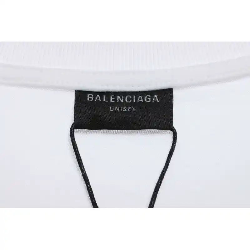 Balenciaga Three-Striped Embroidered Short-Sleeved White