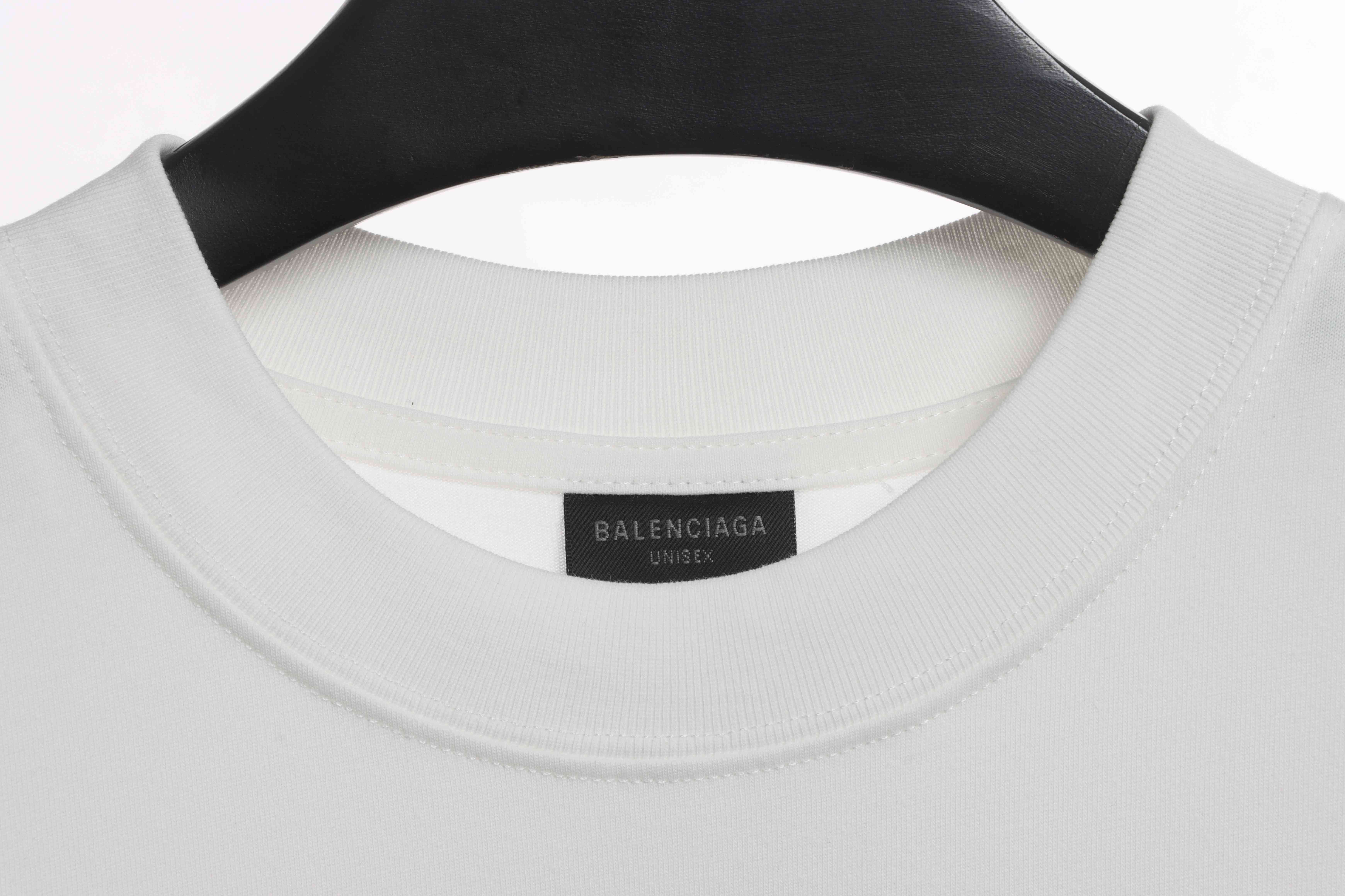 Balenciaga White Short Sleeves With Signature Patch On Hem