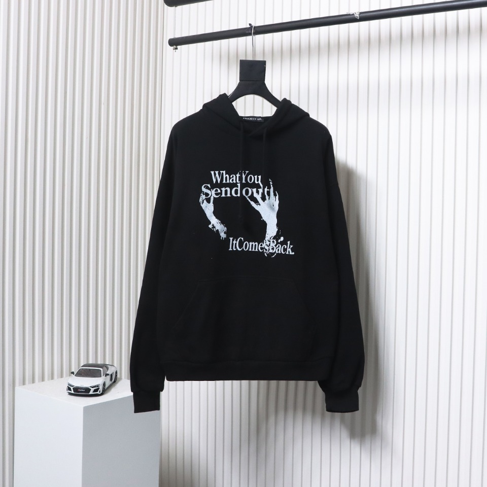 GRAILZ 23FW Ghost Hand Print Hoodie Black