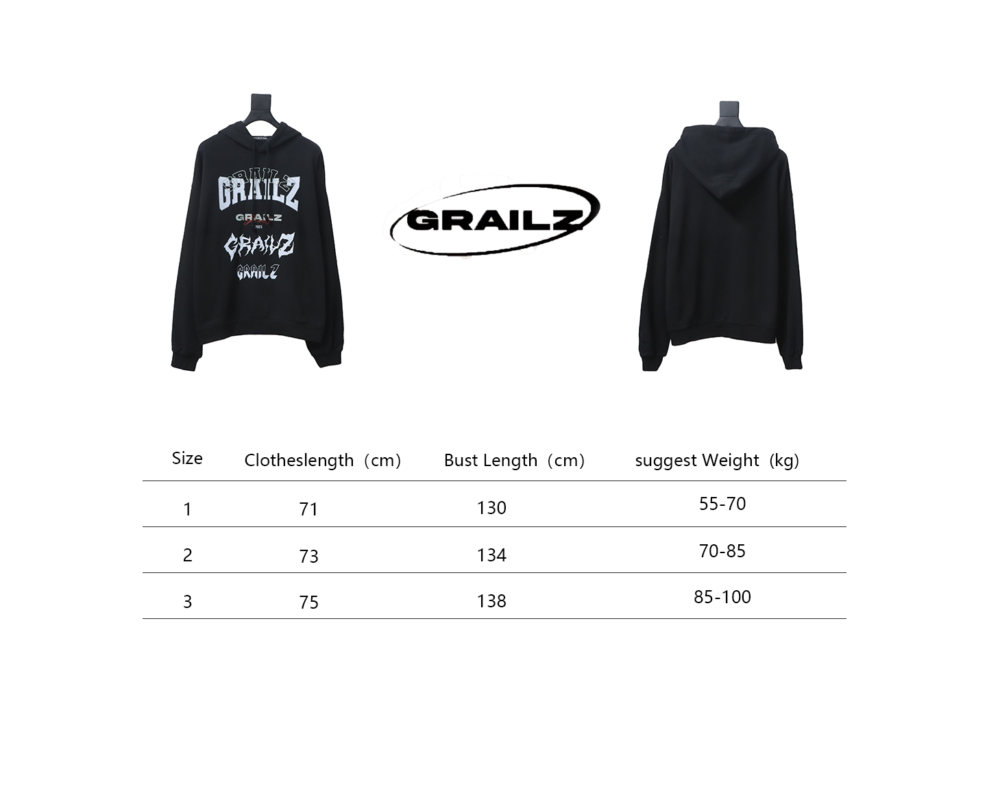 GRAILZ 23FW Lightning Letter Hoodie Black