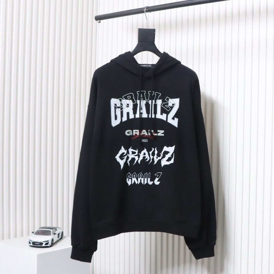 GRAILZ 23FW Lightning Letter Hoodie Black
