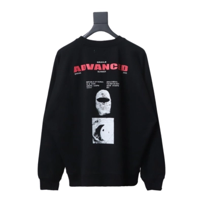 GRAILZ 23FW Masked Printed Crew Neck Hoodie Black 01