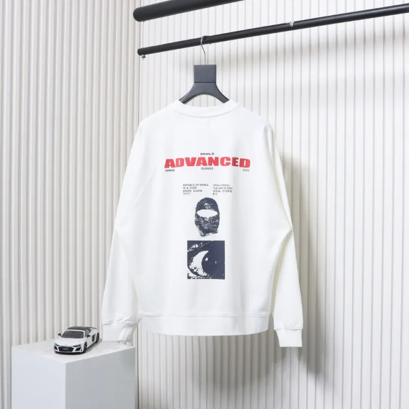 GRAILZ 23FW Masked Printed Crew Neck Hoodie White
