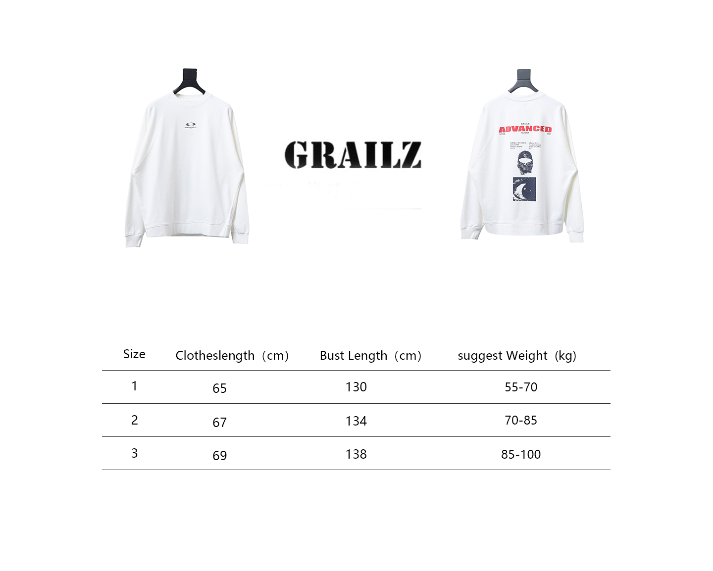 GRAILZ 23FW Masked Printed Crew Neck Hoodie White