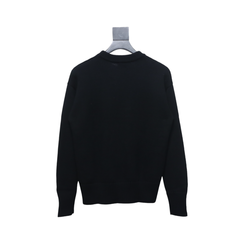 AMI Paris 21FW Heart Embroidery Crewneck Sweater Black