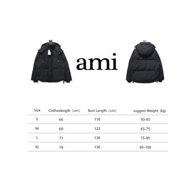 AMI Paris 23FW Heart Shape Short Down Jacket Correct Version Black 02