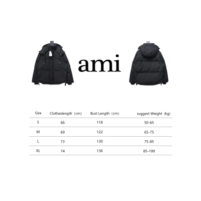 AMI Paris 23FW Heart Shape Short Down Jacket Correct Version Black 02