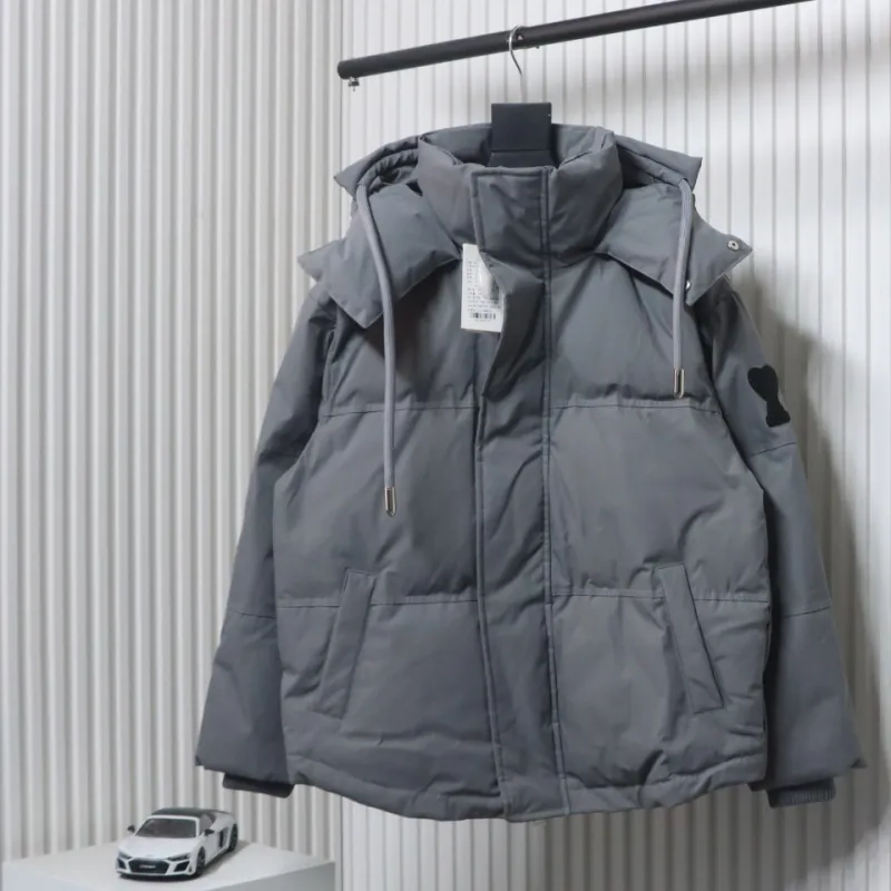 AMI Paris 23FW Heart Shape Short Down Jacket Correct Version Grey